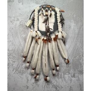 Vtg Moon Raven Native American Mandella Dream Catcher Wall Hanging 20" x 41"